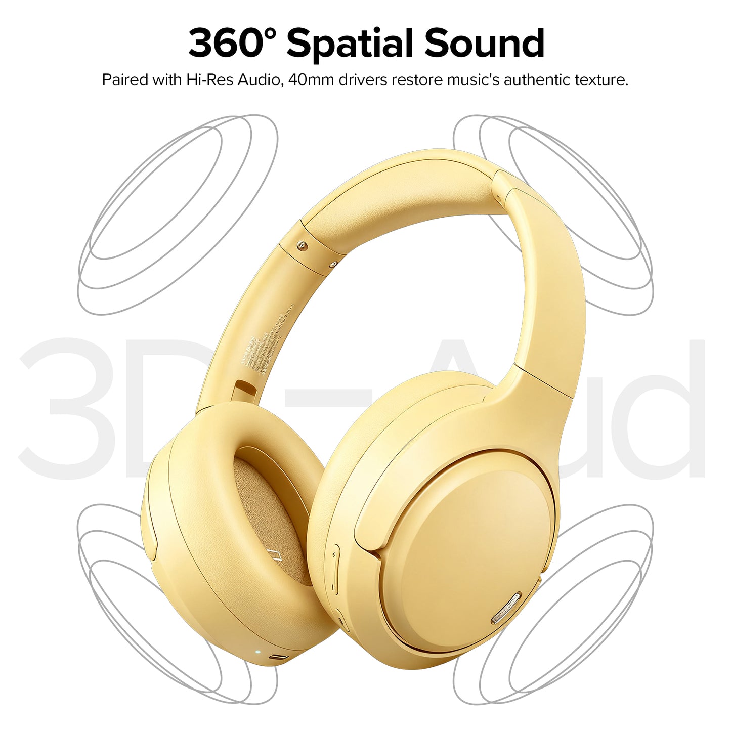 TAGRY Hybrid Active Noise Cancelling Headphones 120Hrs Playtime ENC Clear Call Mic Over Ear Wireless Bluetooth Headphones with Hi-Res Audio Comfort Earcups Low Latency ANC Headphone for Travel Game