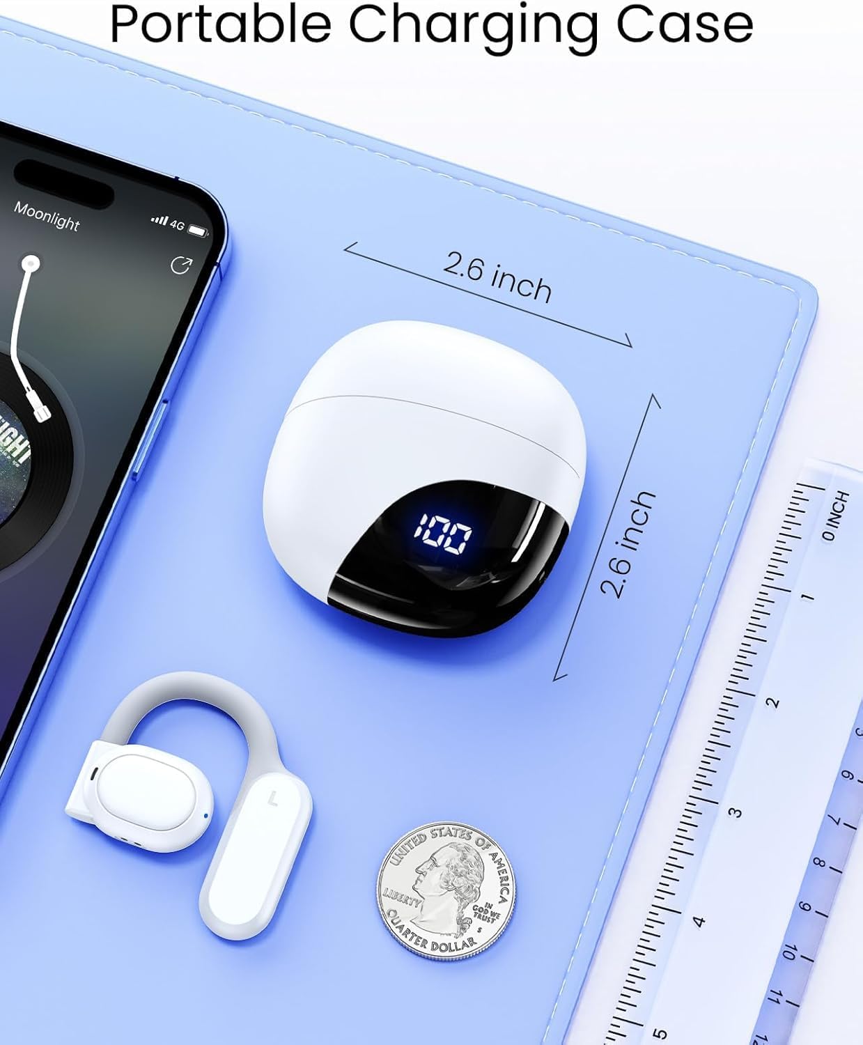 AI Translation Earbuds Real Time Languages Translator Ear Buds Audifonos Traductores Inglés Español for Travel Business Meeting Learning White