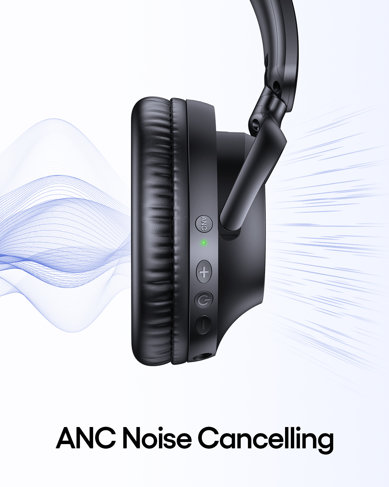 TAGRY Active Noise Cancelling Headphones 100H Playtime Wireless Over Ear Bluetooth Headphones with Deep Bass Fast Charging Light Weight Comfort Earcups Headsets for Travel Home Office Phone PC Black