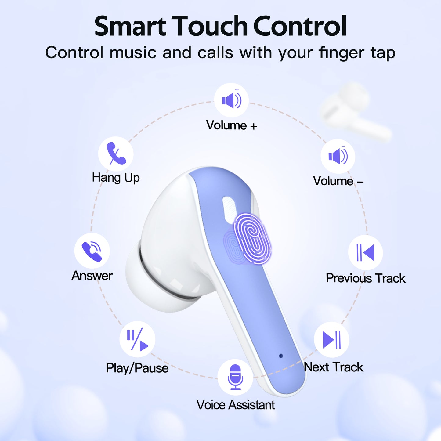 TAGRY Bluetooth Headphones True Wireless Earbuds 60H Playback LED Power Display Earphones with Wireless Charging Case IPX5 Waterproof in-Ear Ear buds with Mic for TV Smart Phone Laptop Computer Sports