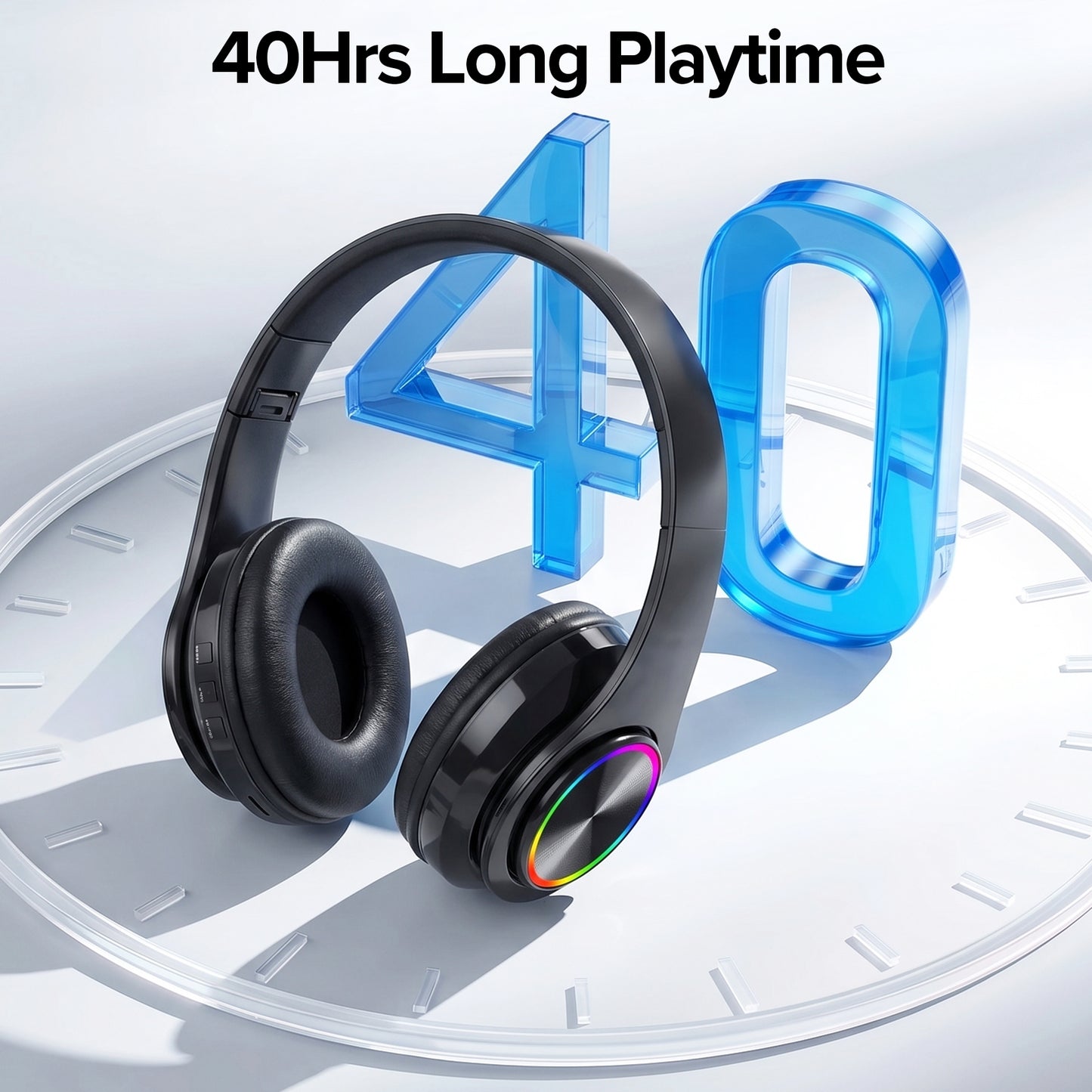 B39 Bluetooth Headphones Wireless Over Ear Headphones, 40H Playtime, HiFi Stereo Sound, Clear Calls, Soft Ear Cushions, Comfortable Adjustable Headband for Travel, Work, Office, Gaming and Daily Use