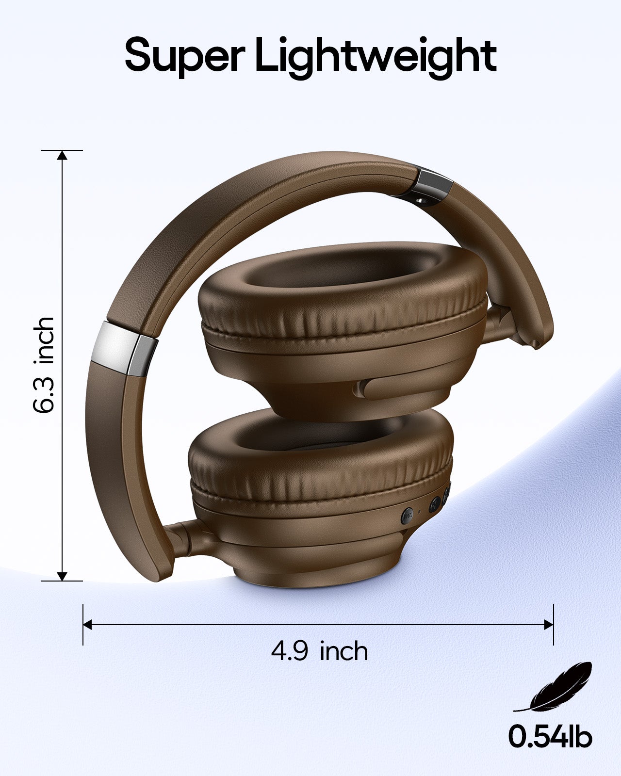 TAGRY Active Noise Cancelling Headphones 100H Playtime Wireless Over Ear Bluetooth Headphones Fast Charging Earphones with Deep Bass Comfort Light Weight Headsets for Travel Home Office PC Brown