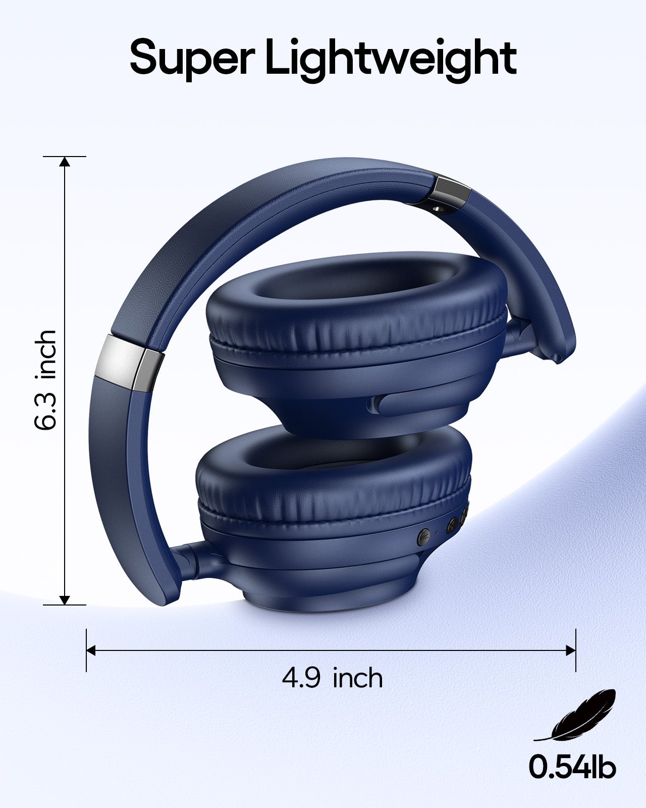 TAGRY Active Noise Cancelling Headphones 100H Playtime Wireless Over Ear Bluetooth Headphones Fast Charging Earphones with Deep Bass Comfort Light Weight Headsets for Travel Home Office PC Navy