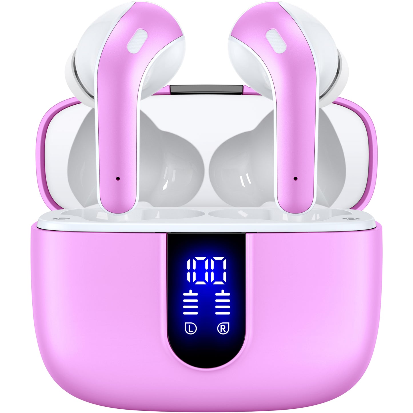 TAGRY Bluetooth Headphones True Wireless Earbuds 60H Playback LED Power Display Earphones with Wireless Charging Case IPX5 Waterproof in-Ear Ear buds with Mic for TV Smart Phone Laptop Computer Sports
