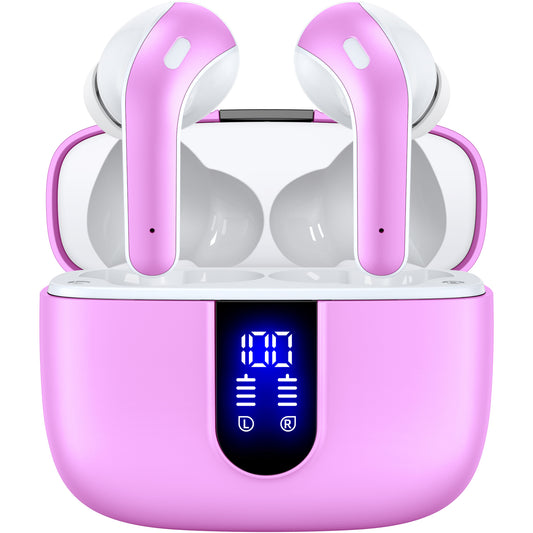 TAGRY Bluetooth Headphones True Wireless Earbuds 60H Playback LED Power Display Earphones with Wireless Charging Case IPX5 Waterproof in-Ear Ear buds with Mic for TV Smart Phone Laptop Computer Sports