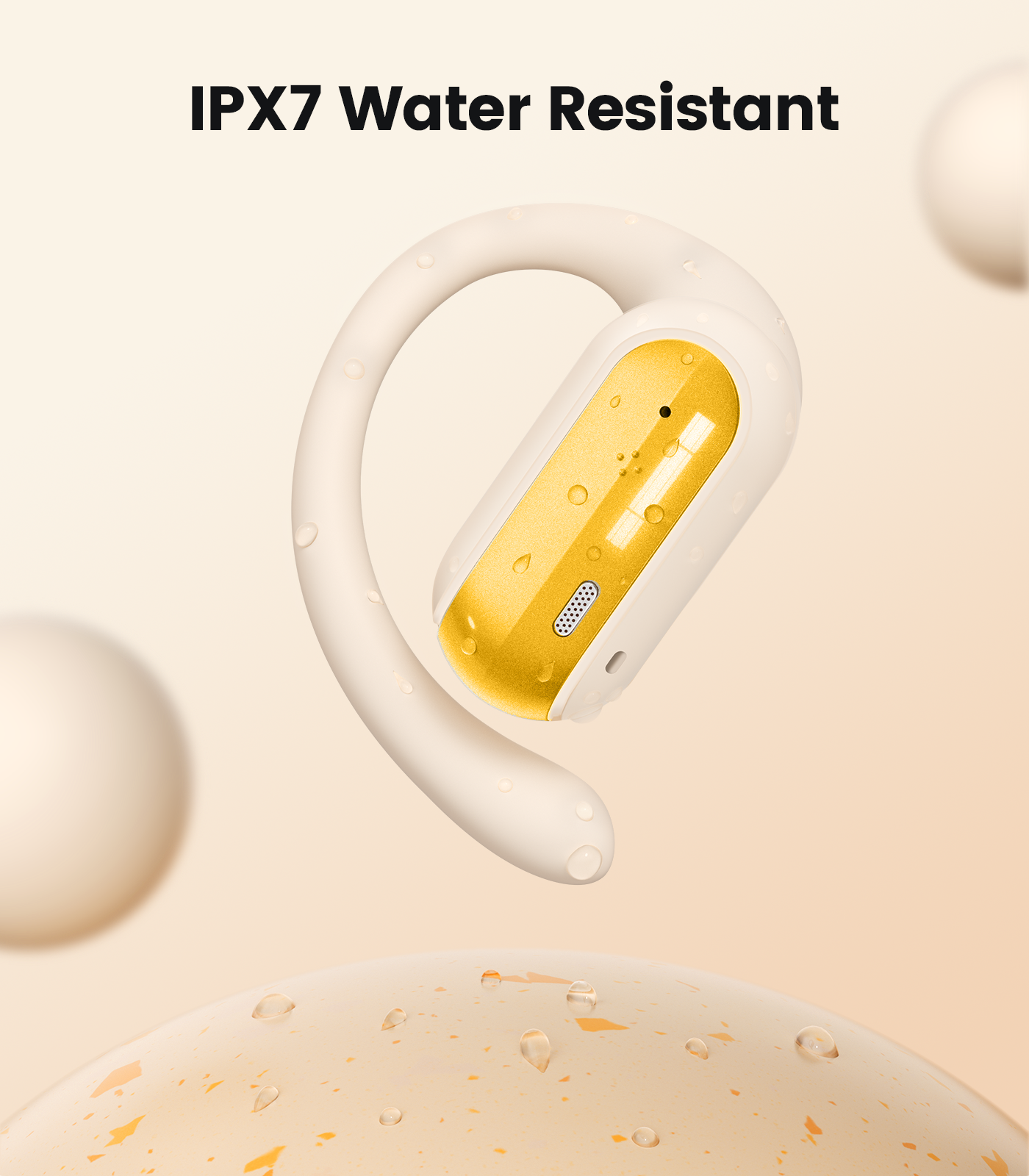 TAGRY Open Ear Headphones Wireless Earbuds 40HRS Playtime Fast Charging Headphone Digital Display Earphones with Ergonomic Earhook IPX7 Waterproof Ear Buds for Running Workout Yellow