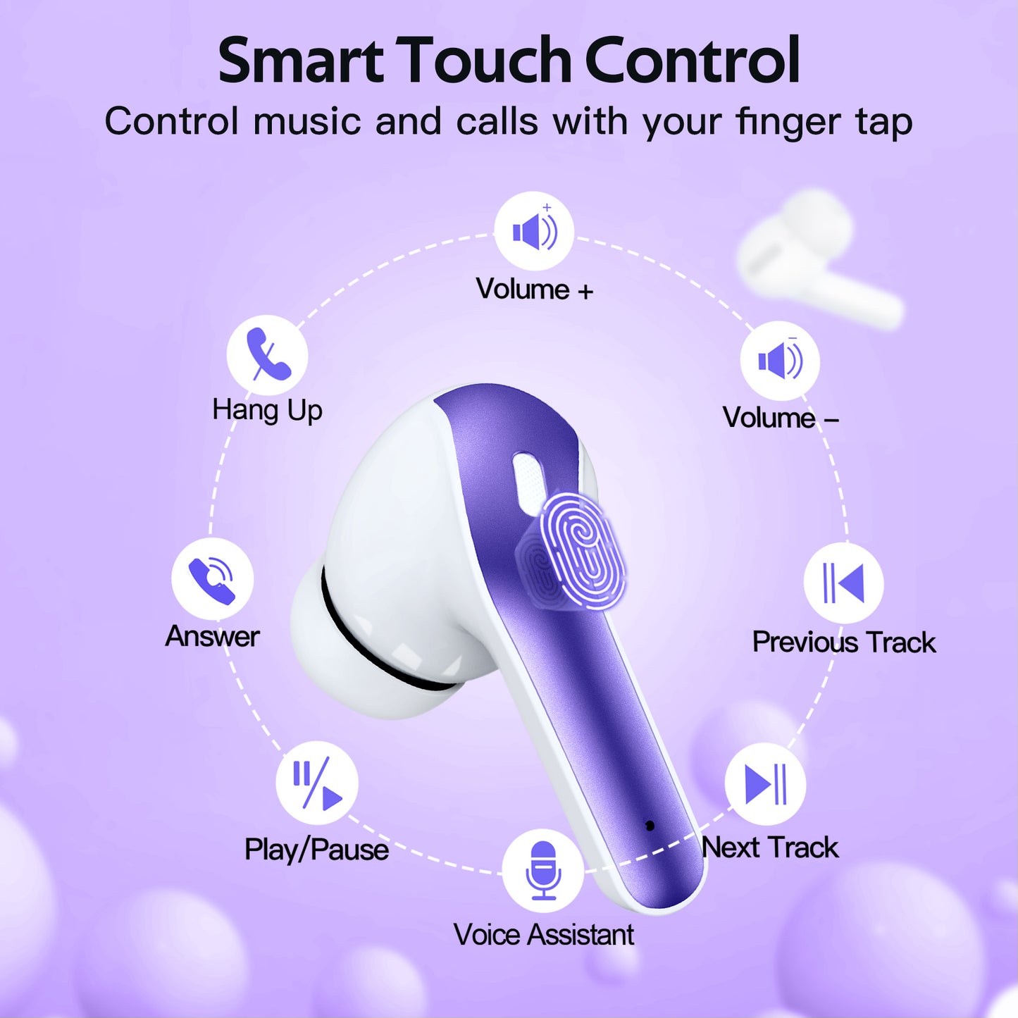 TAGRY Bluetooth Headphones True Wireless Earbuds 60H Playback LED Power Display Earphones with Wireless Charging Case IPX5 Waterproof in-Ear Ear buds with Mic for TV Smart Phone Laptop Computer Sports