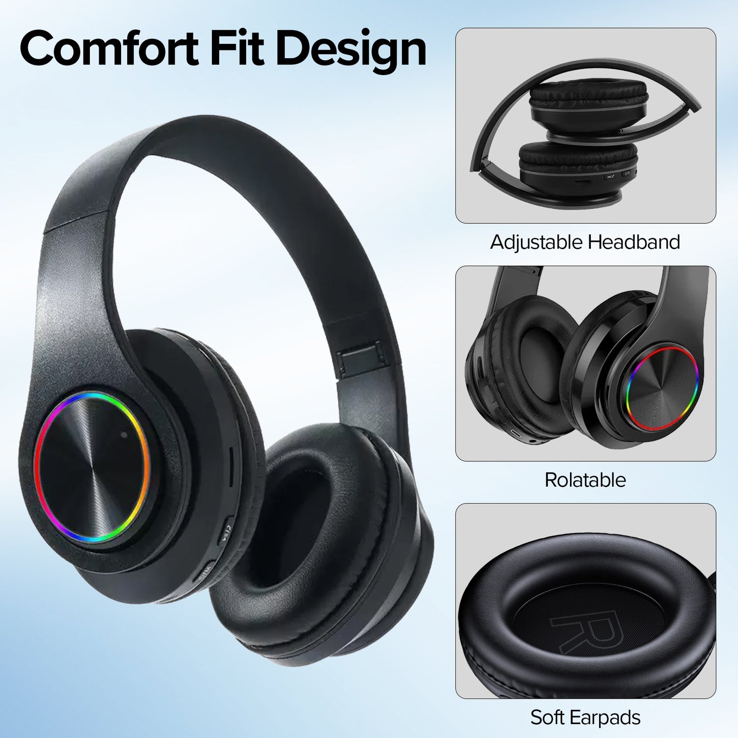 B39 Bluetooth Headphones Wireless Over Ear Headphones, 40H Playtime, HiFi Stereo Sound, Clear Calls, Soft Ear Cushions, Comfortable Adjustable Headband for Travel, Work, Office, Gaming and Daily Use