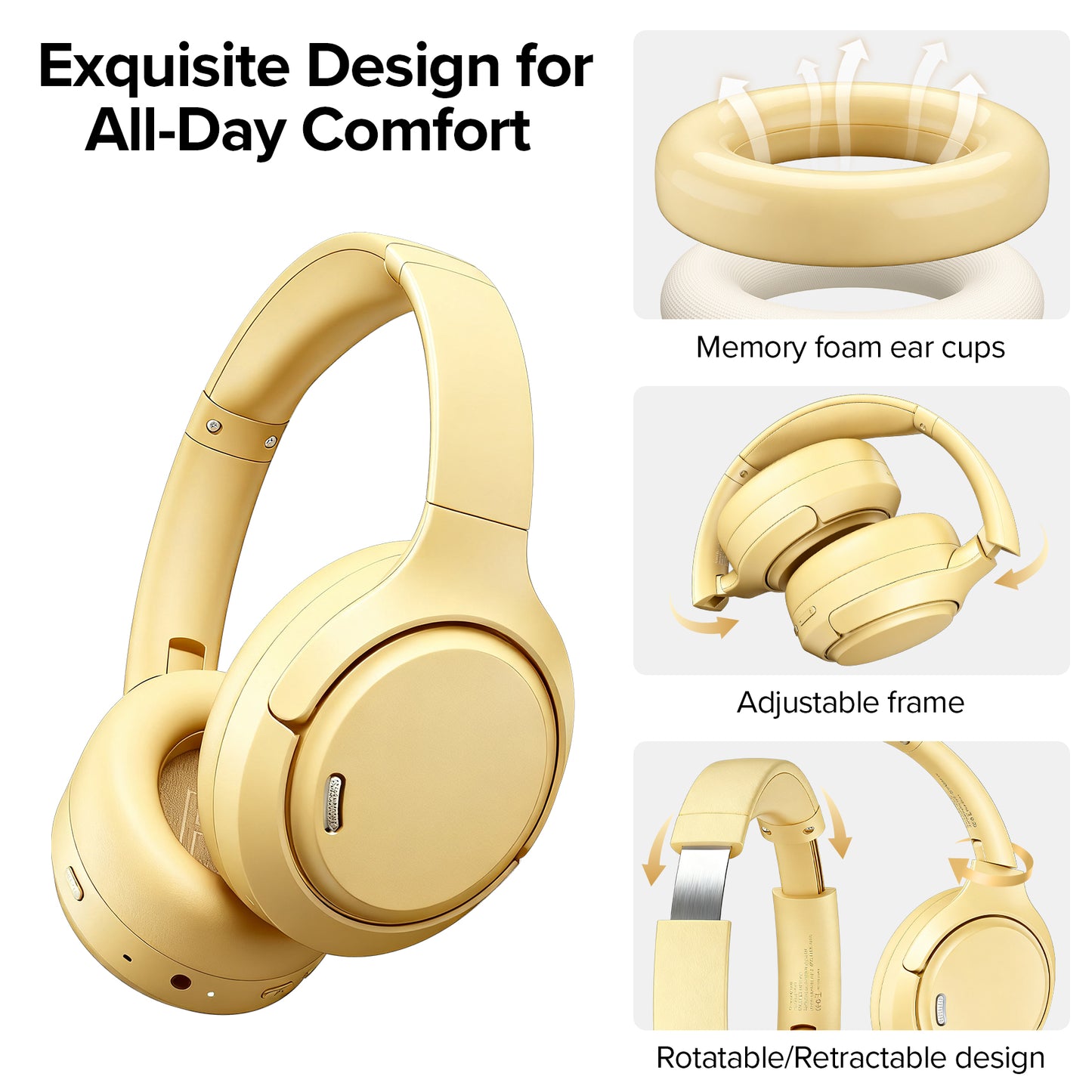 TAGRY Hybrid Active Noise Cancelling Headphones 120Hrs Playtime ENC Clear Call Mic Over Ear Wireless Bluetooth Headphones with Hi-Res Audio Comfort Earcups Low Latency ANC Headphone for Travel Game
