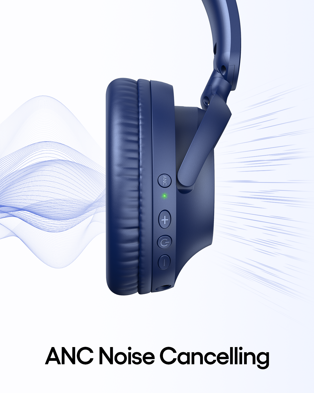 TAGRY Active Noise Cancelling Headphones 100H Playtime Wireless Over Ear Bluetooth Headphones Fast Charging Earphones with Deep Bass Comfort Light Weight Headsets for Travel Home Office PC Navy