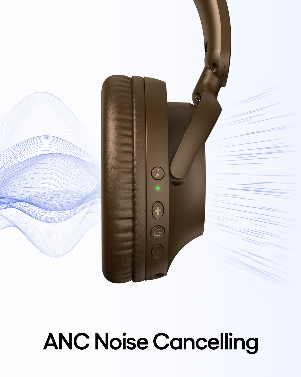 TAGRY Active Noise Cancelling Headphones 100H Playtime Wireless Over Ear Bluetooth Headphones Fast Charging Earphones with Deep Bass Comfort Light Weight Headsets for Travel Home Office PC Brown