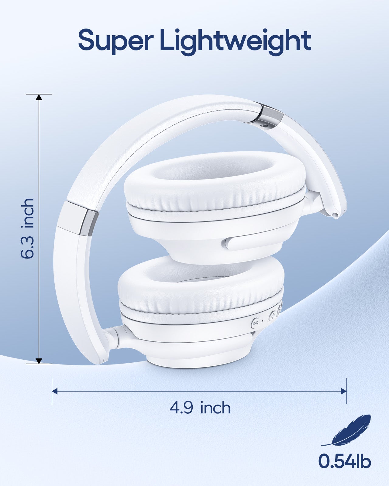 TAGRY Active Noise Cancelling Headphones 100H Playtime Wireless Over Ear Bluetooth Headphones Fast Charging Earphones with Deep Bass Comfort Light Weight Headsets for Travel Home Office PC White