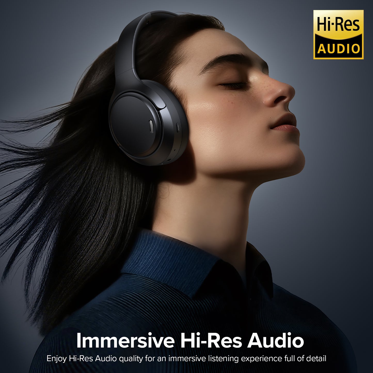 Hybrid Active Noise Cancelling Bluetooth 6.0 Headphones 120H Playtime 6 ENC Clear Call Mic, Over Ear Headphones Wireless with Hi-Res Audio Comfort Earcup Low Latency ANC Headphone for Travel Workout