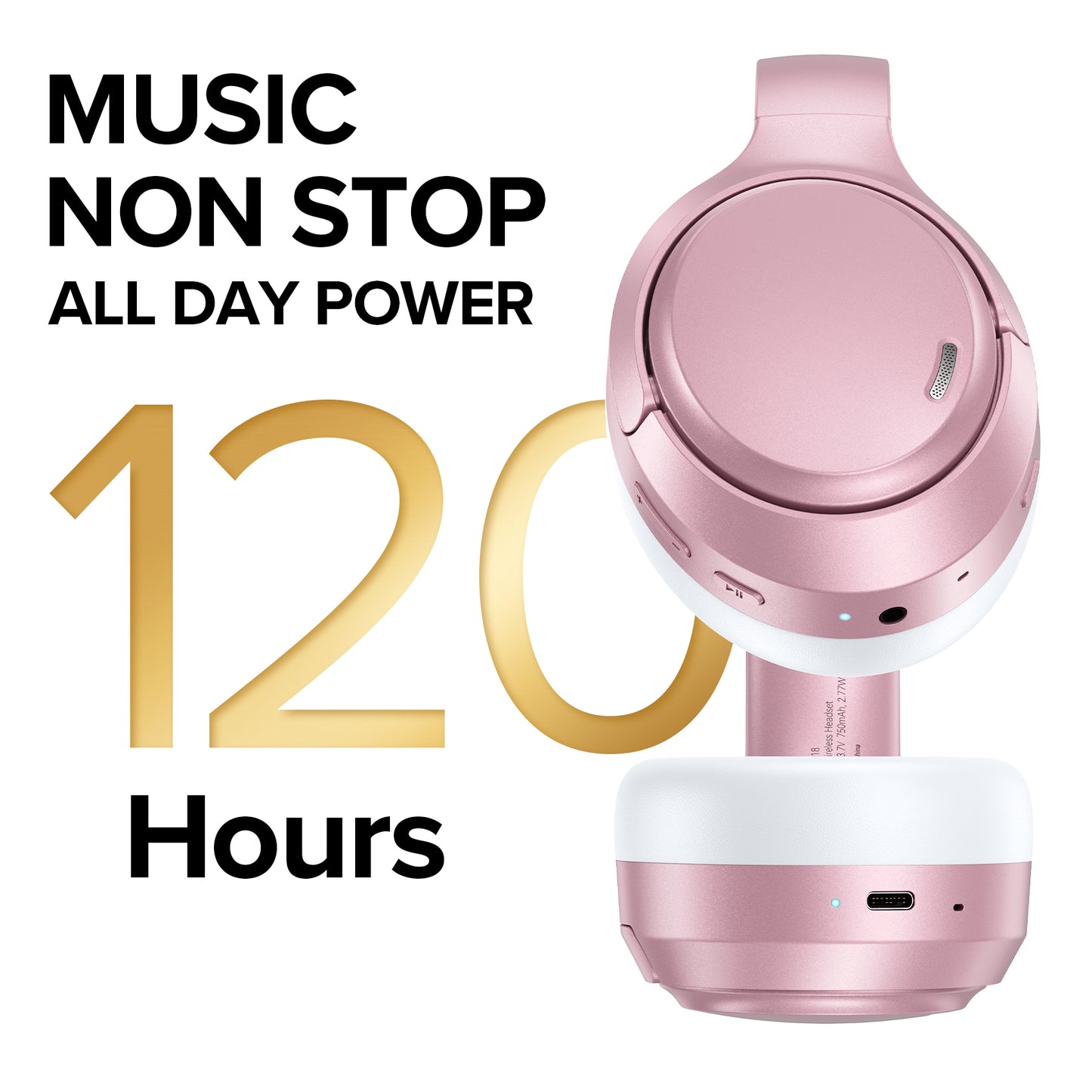 Hybrid Active Noise Cancelling Bluetooth 6.0 Headphones 120H Playtime 6 ENC Clear Call Mic, Over Ear Headphones Wireless with Hi-Res Audio Comfort Earcup Low Latency ANC Headphone for Travel Workout