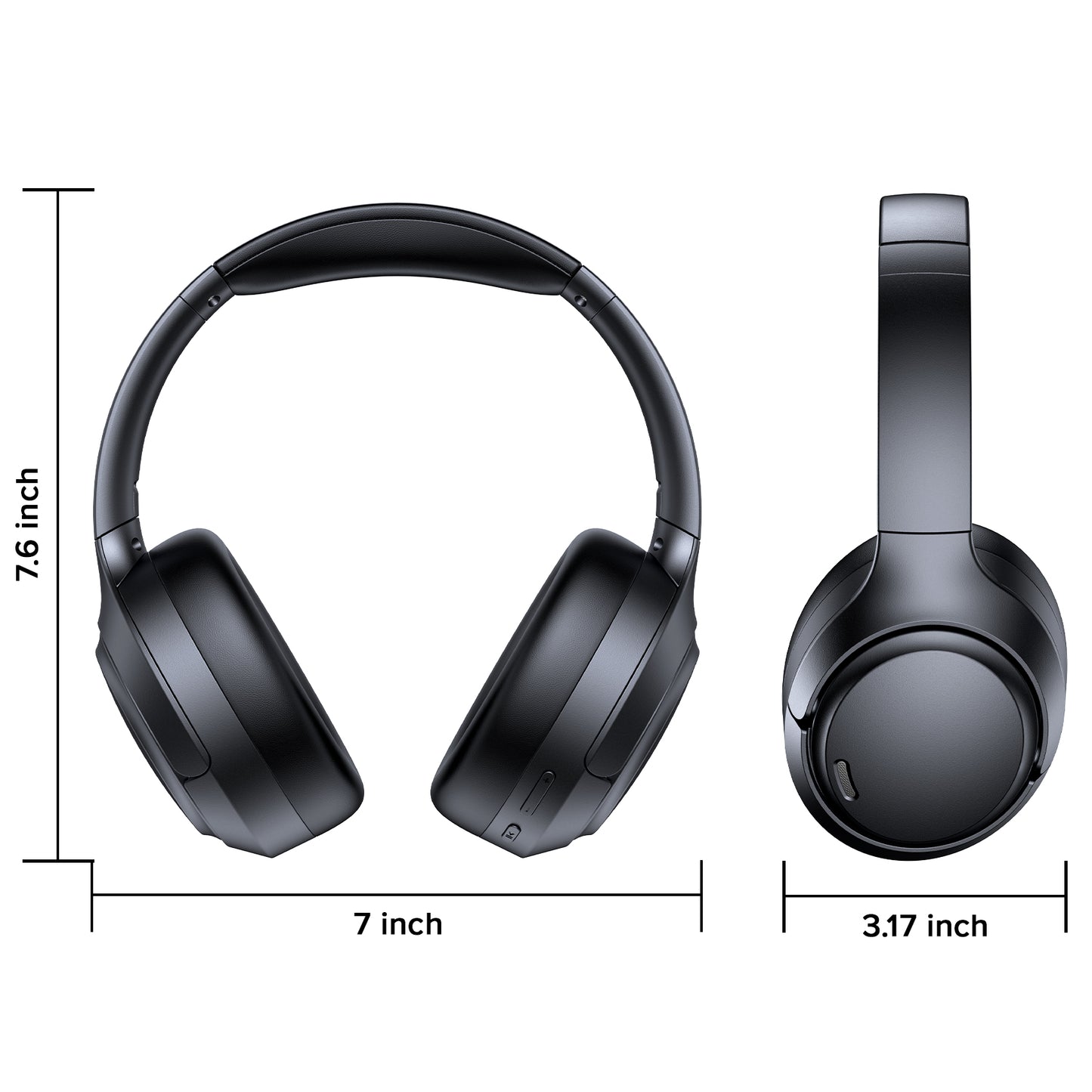 Hybrid Active Noise Cancelling Bluetooth 6.0 Headphones 120H Playtime 6 ENC Clear Call Mic, Over Ear Headphones Wireless with Hi-Res Audio Comfort Earcup Low Latency ANC Headphone for Travel Workout
