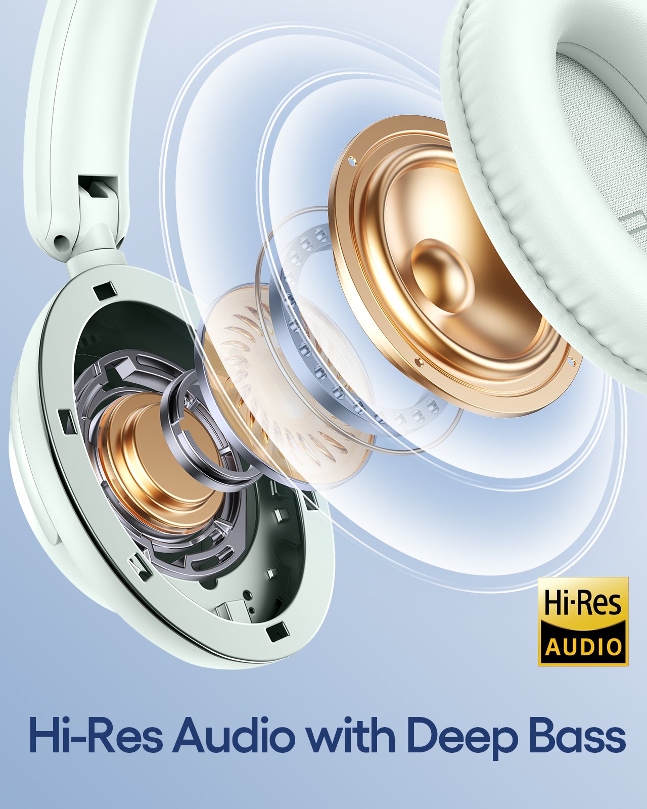 TAGRY Hybrid Active Noise Cancelling Headphones 100H Playtime Wireless Over Ear Bluetooth Headphone with Fast Charging Hi-Res Audio Comfort Earcups Headsets for Travel Home Office Phone PC PearlWhite