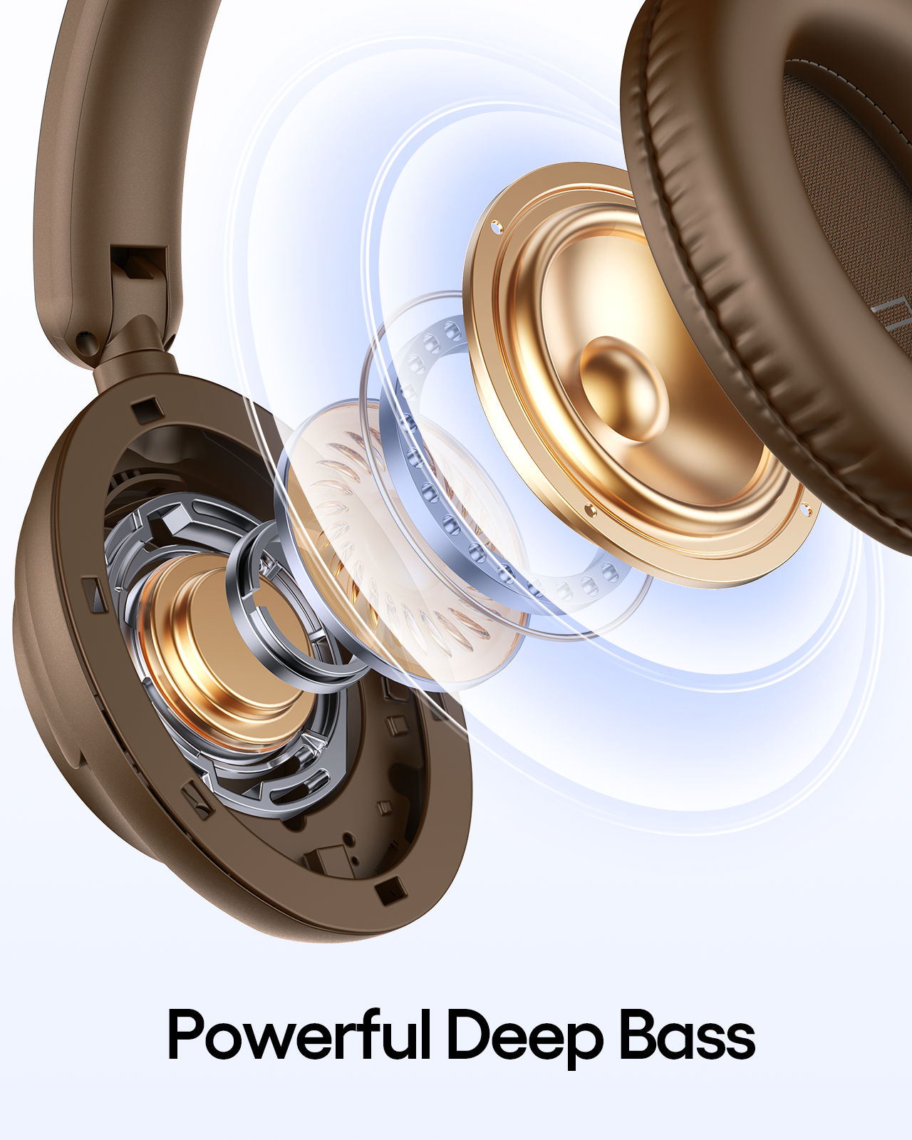 TAGRY Active Noise Cancelling Headphones 100H Playtime Wireless Over Ear Bluetooth Headphones Fast Charging Earphones with Deep Bass Comfort Light Weight Headsets for Travel Home Office PC Brown